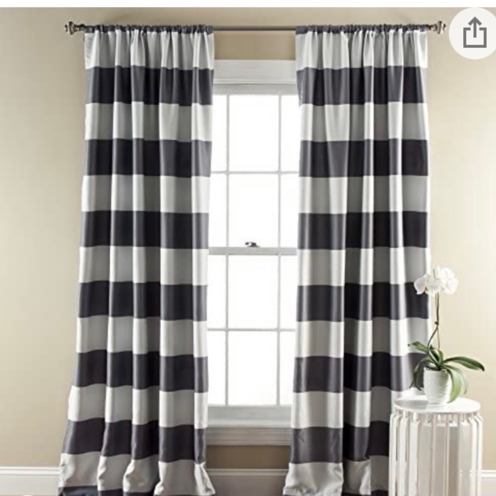 Grey Stripe Blackout Curtains